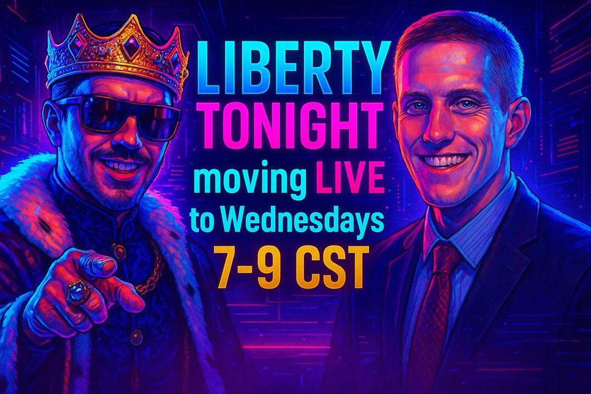KingLibertarian's tweet image. Liberty Tonight is moving to WEDNESDAYS at 7-9 CST LIVE!
@Brian_Peotter @AP4Liberty @Liberty_Tonight