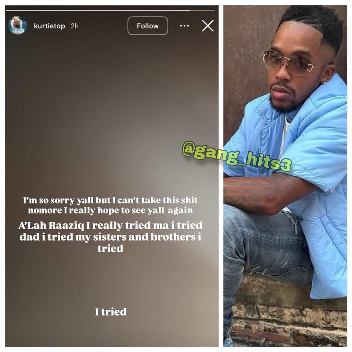 GangHits's tweet image. (July 21, 2025)-
Washington, DC📍
RIP to Boss Dunno aka Kurtietop who took his own life today. 🕊️
His son also passed a year ago.
Dunno was famously known for robbing Quavo of his chain when he came to DC. 🥷