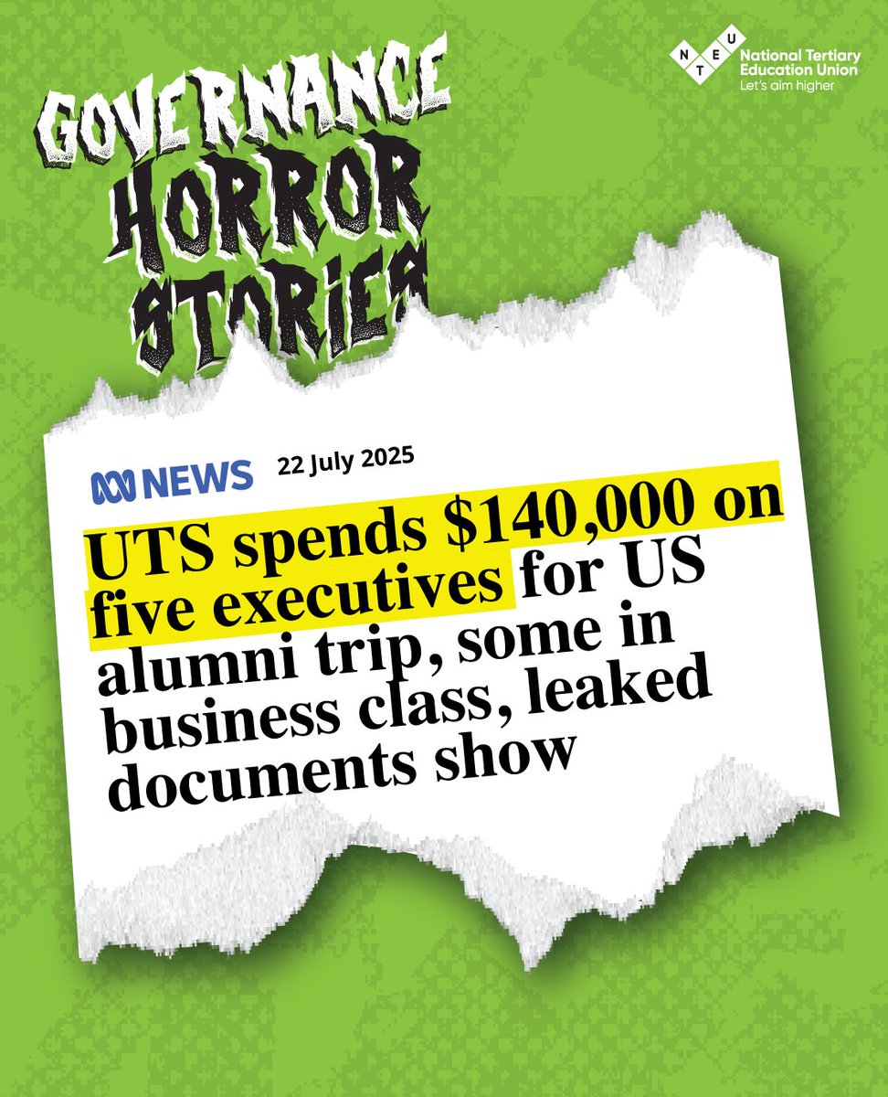 NTEUnion's tweet image. “It’s deeply shocking at a time when a university is crushing the livelihoods of a significant proportion of staff.” NTEU National President @AlisonBarnes25 @NTEUNSW
Join our campaign to end bad governance for good: betterunis.nteu.au
Read more: abc.net.au/news/2025-07-2…