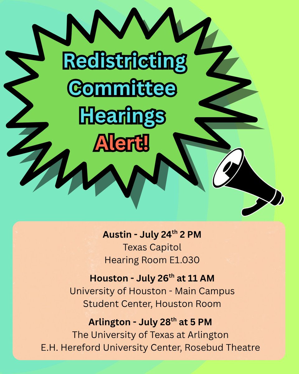 Jon_RosenthalTX's tweet image. Come make your voice heard at one of the confirmed upcoming hearings where public testimony will be taken.
You can find the hearing notices with details at capitol.texas.gov/Committees/Mee….
Texans may also submit electronic comments without testifying at comments.house.texas.gov/home.