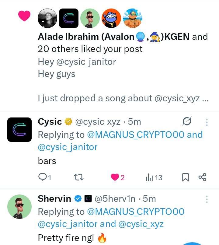 MAGNUS_CRYPTO00's tweet image. Guyss I'm so happy 😊
@cysic_xyz just liked my post and commented
Let's lock in more 🔥🔥🔥