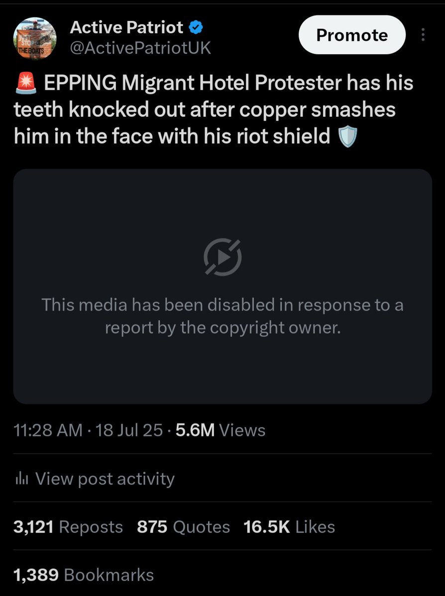 ActivePatriotUK's tweet image. Just want to make everyone aware who post videos that don't belong to them on here
X is taking action now when the copyright owner makes a complaint. Repeated breaches can lead to your account being permanently suspended
I received a warning after I posted an 8 second video…