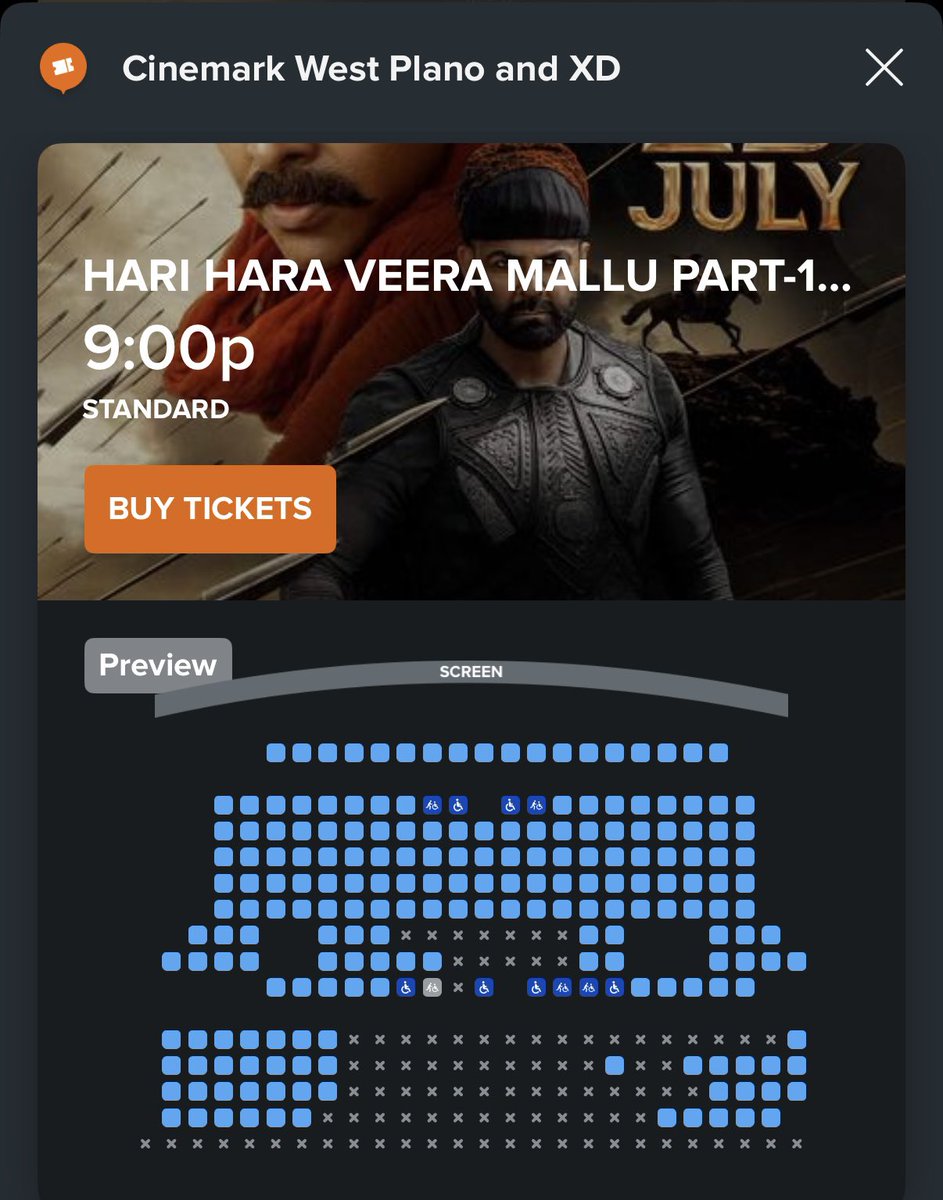 #HariHaraVeeraMallu 

2 more XD shows added @ Cinemark West Plano and they are off to a great start..!!! 🤩❤️‍🔥

Grab them soon cults..!! 

#HHVMBlazeFromJuly23 #HHVMUSABookings
