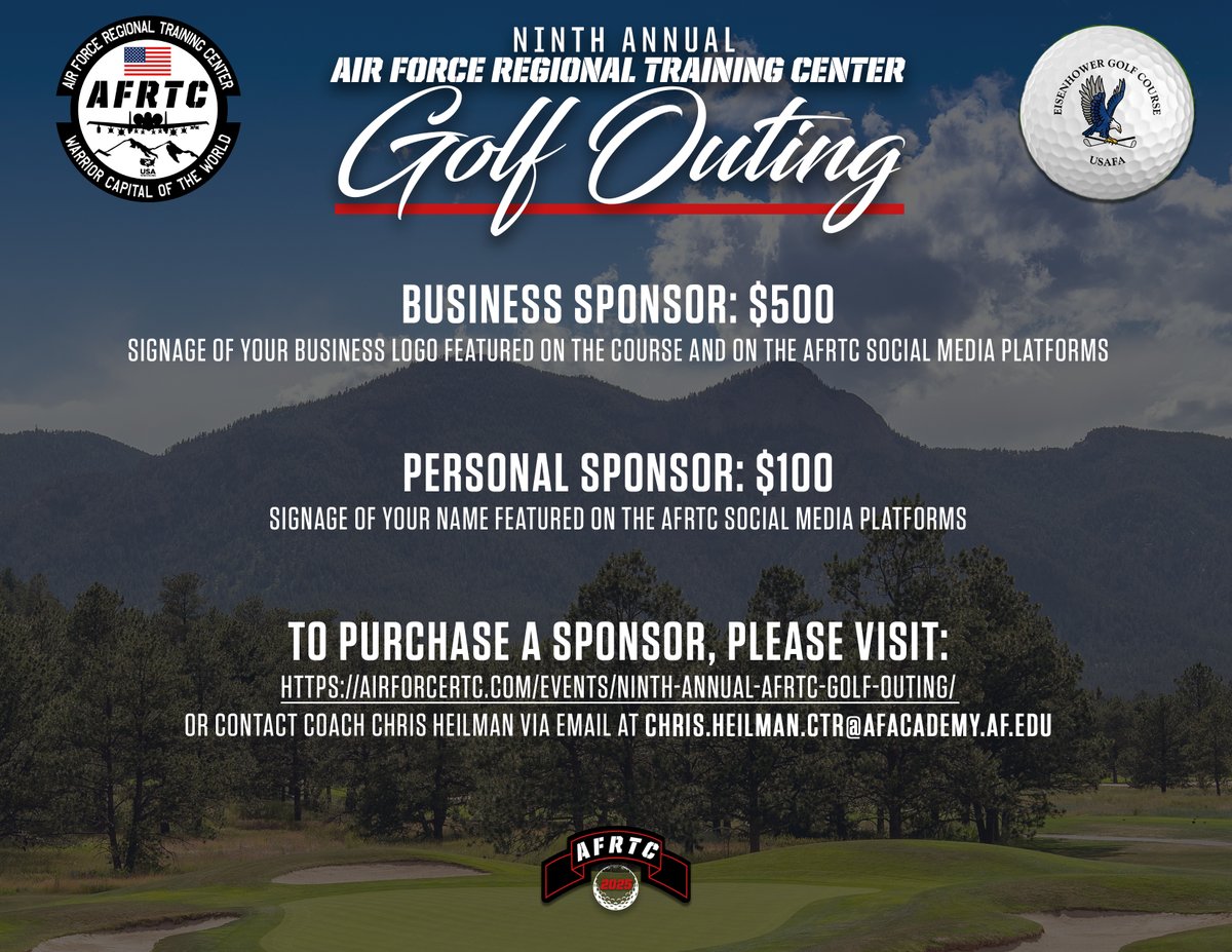 The 9th Annual AFRTC Golf Outing registration is now LIVE!! Click on the link to register your team and sign up for sponsorships today! airforcertc.com/events/ninth-a…