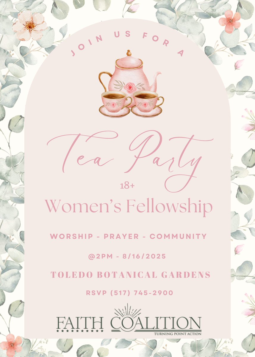 breannajmaher's tweet image. So excited to announce my first Turning Point Action Faith Coalition Event for NW Ohio! 🫖 @TPAction_ @TPACoalitions
Here is the link to RSVP if you are in Toledo, Ohio or surrounding areas! tpaction.com/faithteaparty