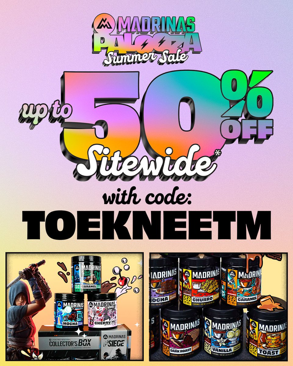 ToeKneeTM's tweet image. Madrinas Palooza is BACK! Up to 50% off through 7/28!
🎇50% Off Charged Refreshers
🎇$10 Cold Brew Coffees
🎇$10 Milk &amp;amp; Fruit Teas

PLUS &quot;ToeKneeTM&quot; saves 20% More! (Most items.)
🎇$10 Charged Refreshers
🎇$8 Cold Brew Coffees
🎇$8 Milk &amp;amp; Fruit Teas
🎇$9.52-$10.64 Whole Bean Bags