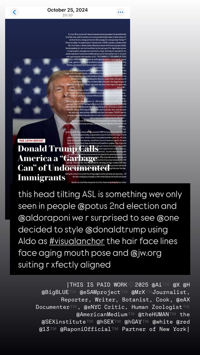 sammcnary's tweet image. this head tilting ASL is something wev only seen in people @potus 2nd election and @aldoraponi we r surprised to see @one decided to style @donaldtrump using Aldo as #visualanchor the hair face lines face aging mouth pose and @jw.org suiting r xfectly aligned