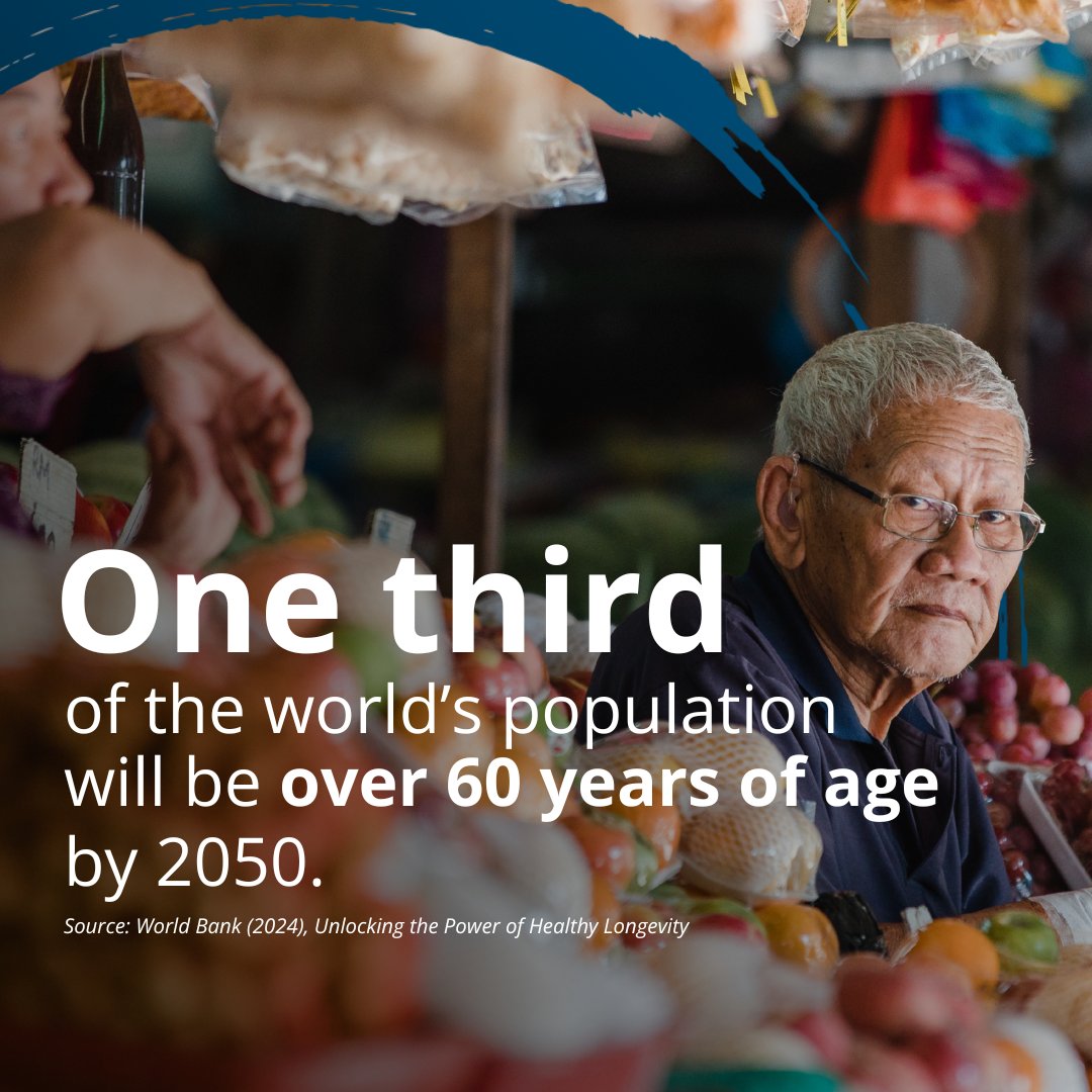 WorldBank's tweet image. By 2050, at least one third of the world population will be over 60. Countries must act now to turn this demographic shift into opportunity.
Learn how the @WorldBank is supporting healthy aging with financing, data & policy tools to protect families. wrld.bg/ojab50WsRgh
