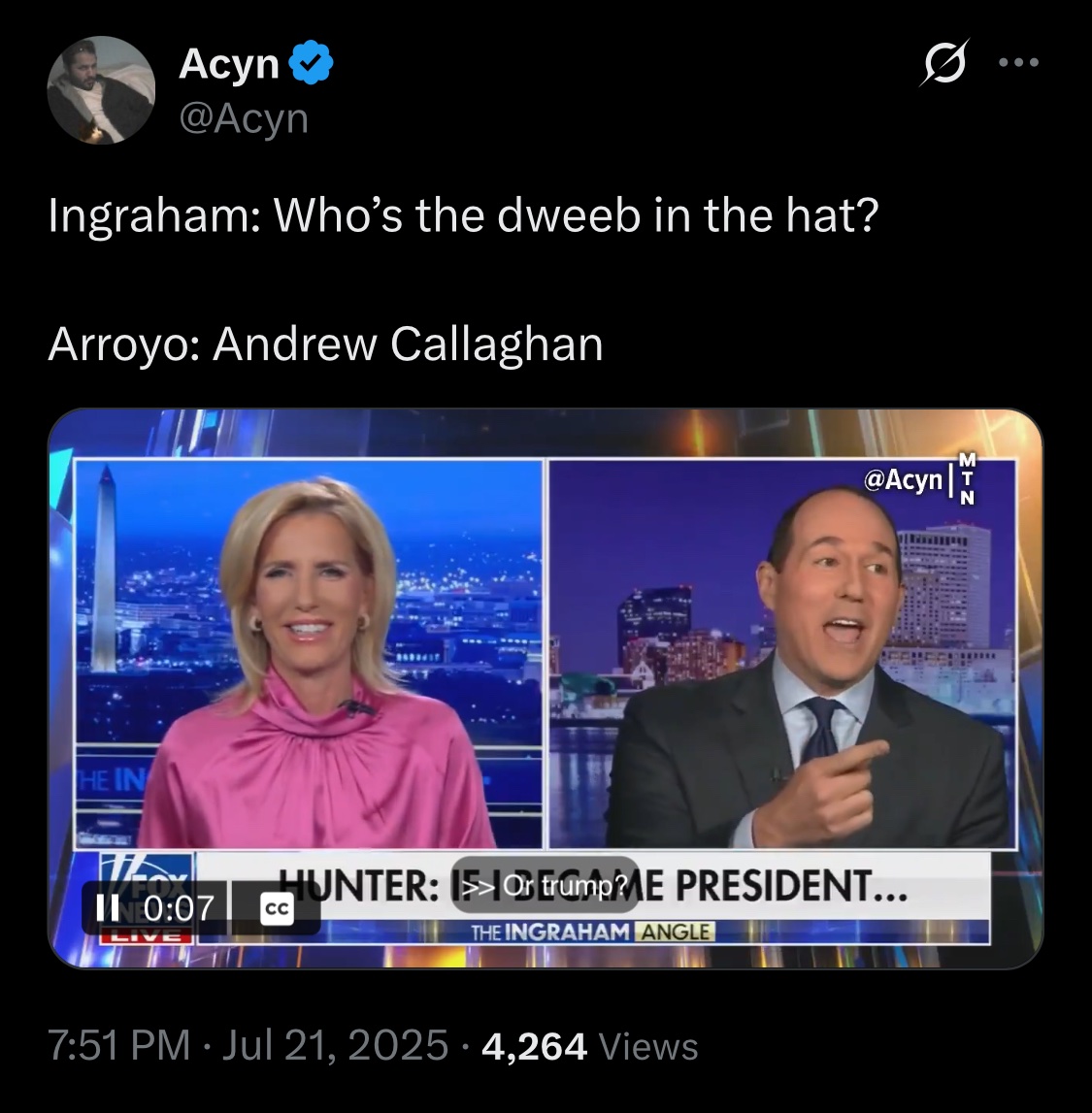 KeithOlbermann's tweet image. Dear @IngrahamAngle whoever he is it's probably his turn to be the one you pretend you're engaged to