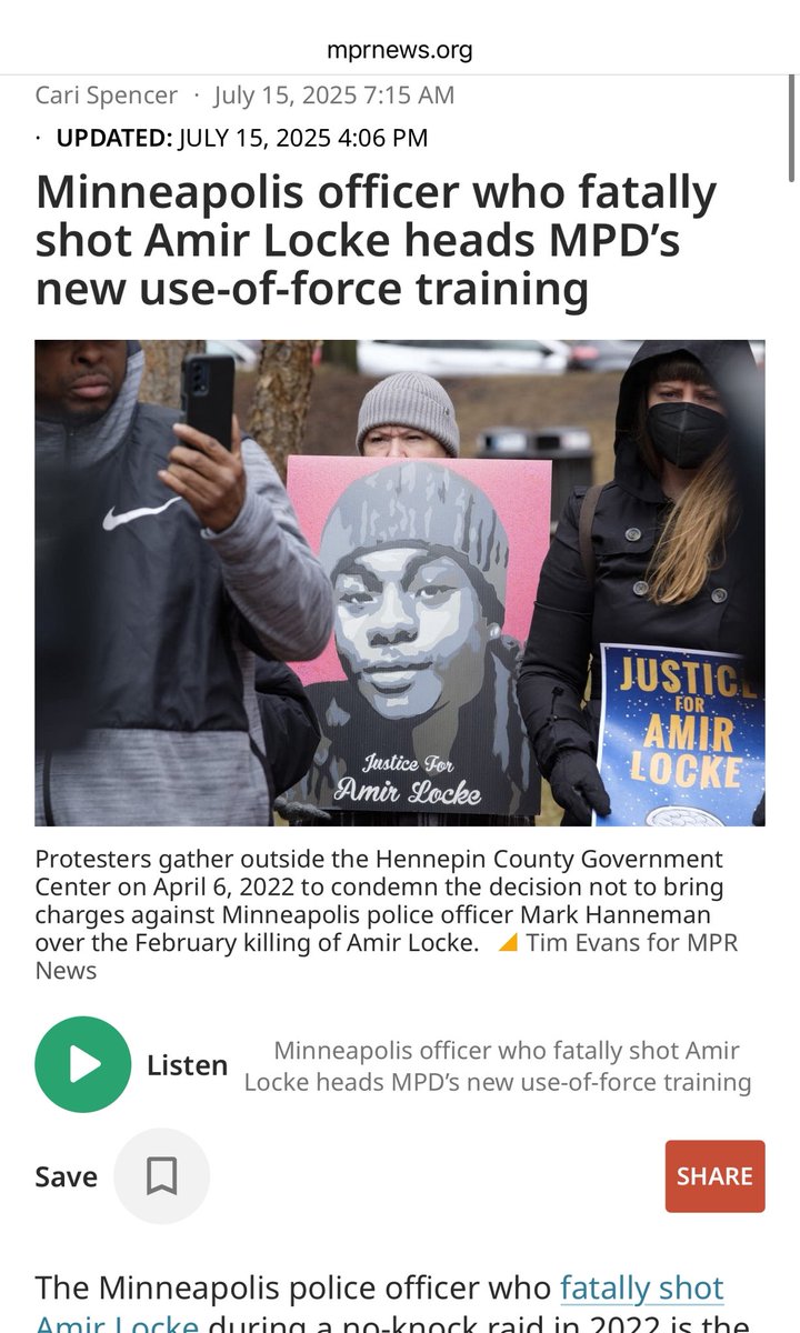jazzformayor's tweet image. I’m disappointed our current administration hasn’t corrected the decision to let the officer who killed Amir Locke train others on use of force. If we truly have the most diverse and staffed force in years, surely we can find someone better. MPLS needs accountability to rebuild.