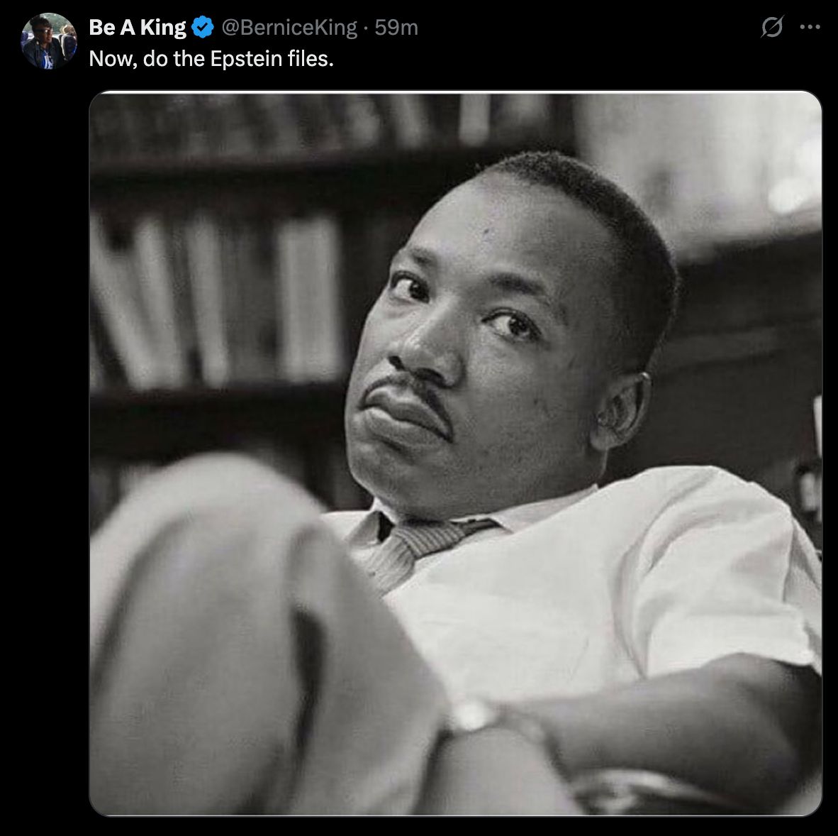 MeidasTouch's tweet image. Martin Luther King Jr.'s daughter, Bernice, weighs in on Trump's release of the MLK Jr. files