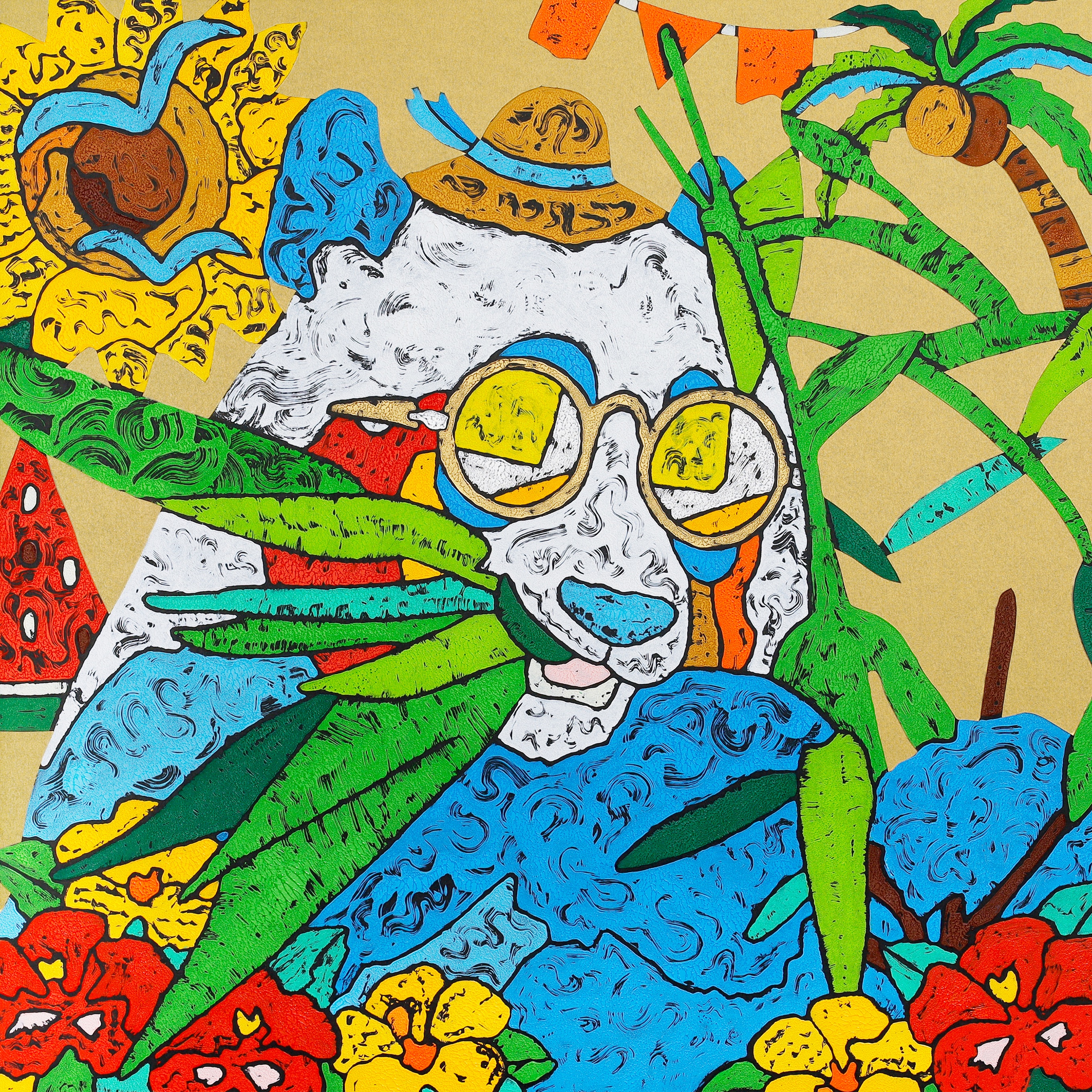 画伯の絵 覗き見4」 S0 H180×W180mm 