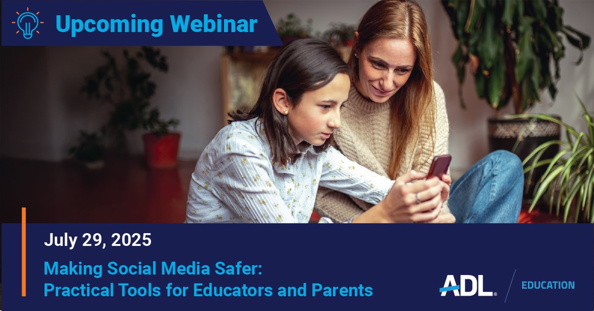 ADL's tweet image. Calling all educators, parents and caregivers: Join ADL and representatives from @TikTok on Tues, July 29 at 1pm ET to unpack safety features and learn how to talk to the young people in your lives about creating respectful online spaces.
Register here: adl.zoom.us/webinar/regist…