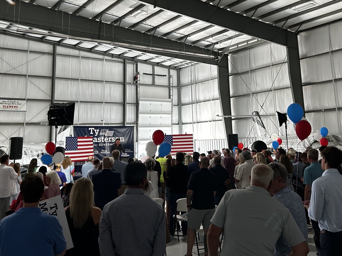 TyMastersonKS's tweet image. I launched my campaign for Governor of Kansas yesterday, surrounded by friends, family, and supporters.
In Topeka, I took on Laura Kelly – and we’ve had some big wins – but there is so much more to do.
Our taxes are too high. Crime is too high. And some of our schools are…
