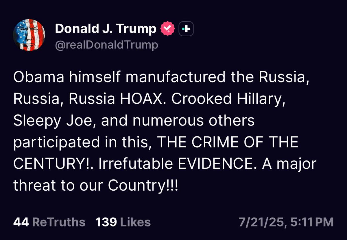DrewHLive's tweet image. President Trump calls the Russian Collusion Hoax the Crime of the Century via evidence
Will all of the people mentioned end up in prison?
Also, why would they leave behind the Russia Gate Files that incriminate themselves,
But not the Epstein Files that incriminate themselves?