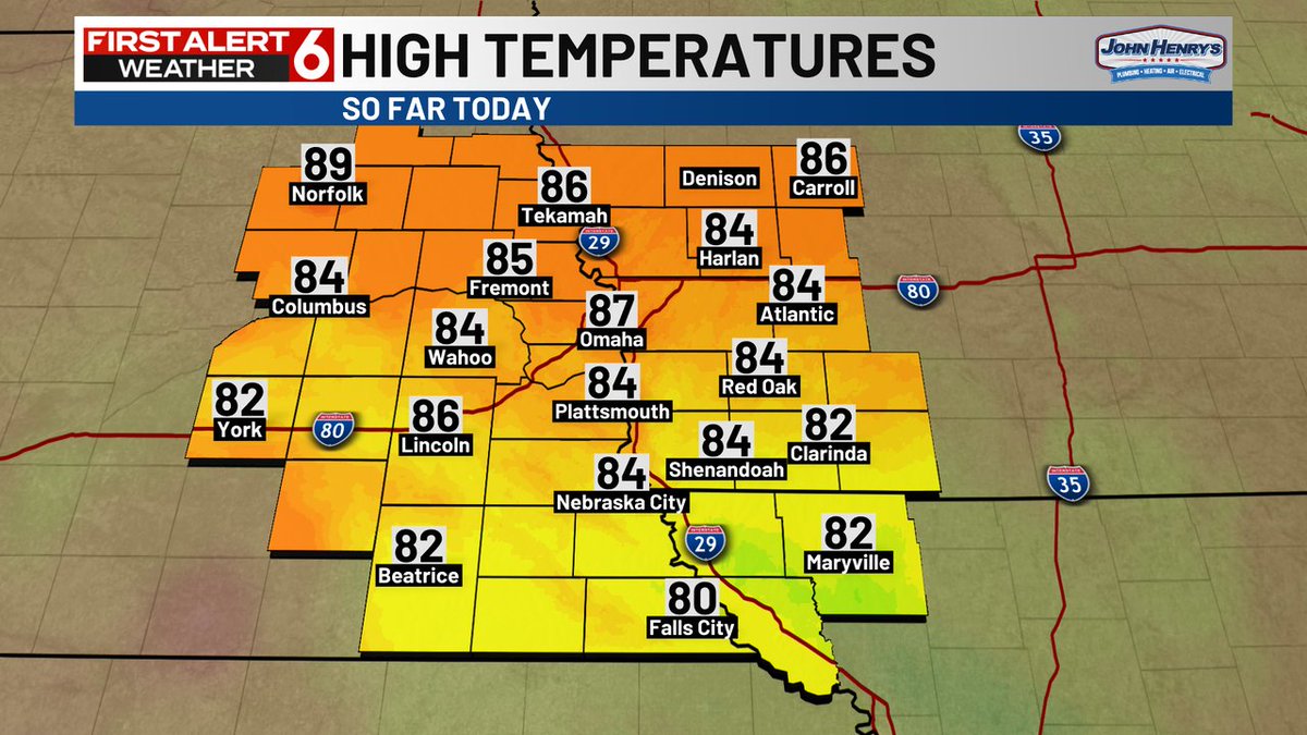 RustyLord's tweet image. Here's a look at the high temperatures across our area from earlier today.