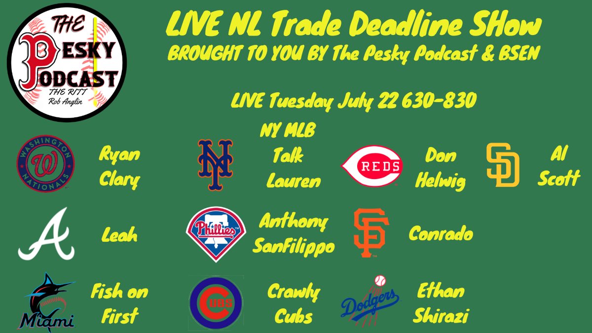Pesky Podcast (@pesky_podcast) on Twitter photo This is a HUGE week for us here at Pesky. It's our yearly Trade Deadline shows, and we have on a few great guests to cover the MLB Trade Deadline with us. #dirtywater #RedSox <a href="/fkaannabanana/">⚾️ Just good ol’ Anna Banana ⚾️</a> <a href="/HtownWheelhouse/">Htown Wheelhouse™️2X World Series Champs '17, '22</a> <a href="/DatabaseHit/">DataBase Hit</a> <a href="/yost_malone1/">Yost Malone</a> <a href="/TheFritz330/">James Ellifritz</a> <a href="/ciarranotmist/">Ciarra 💗</a> <a href="/leeeahhhhh/">𝐿𝑒𝒶𝒽❤️⚾️ ›››››</a> This is a HUGE week for us here at Pesky. It's our yearly Trade Deadline shows, and we have on a few great guests to cover the MLB Trade Deadline with us. #dirtywater #RedSox <a href="/fkaannabanana/">⚾️ Just good ol’ Anna Banana ⚾️</a> <a href="/HtownWheelhouse/">Htown Wheelhouse™️2X World Series Champs '17, '22</a> <a href="/DatabaseHit/">DataBase Hit</a> <a href="/yost_malone1/">Yost Malone</a> <a href="/TheFritz330/">James Ellifritz</a> <a href="/ciarranotmist/">Ciarra 💗</a> <a href="/leeeahhhhh/">𝐿𝑒𝒶𝒽❤️⚾️ ›››››</a>