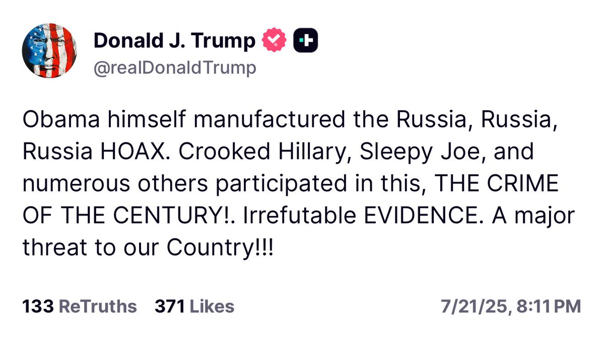 Bubblebathgirl's tweet image. President Trump calls out Barack Obama for manufacturing the Russia hoax.