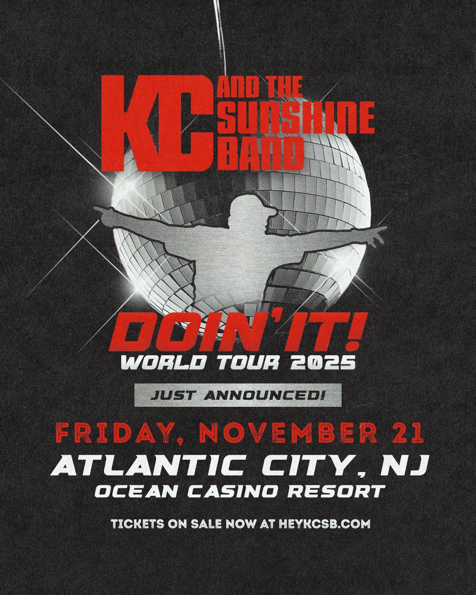 We're headed to Atlantic City, NJ on November 21st!! 🕺🏻✨  Get your tickets this Friday for the #DOINITWORLDTOUR! heykcsb.com/pages/shows