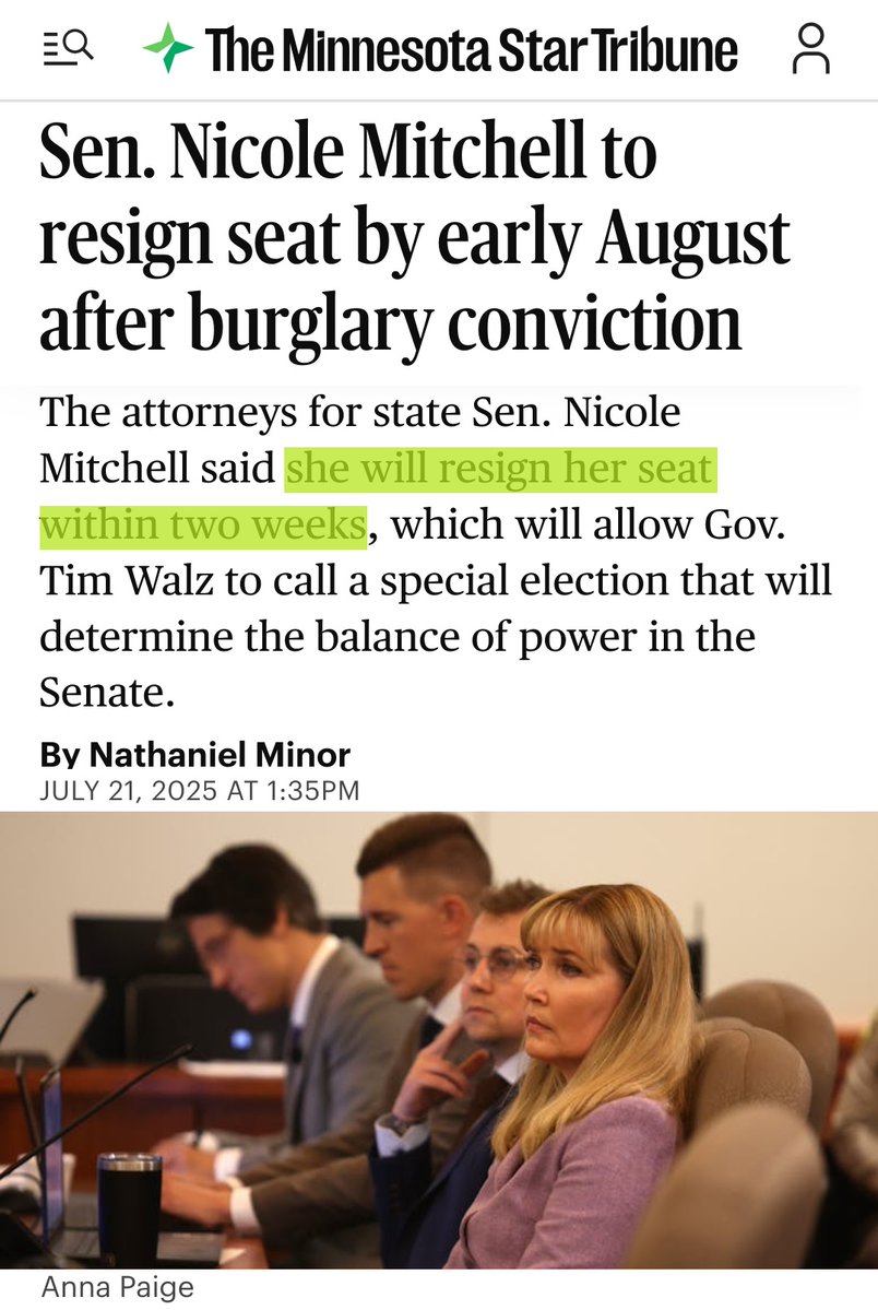EricLuceroMN's tweet image. After being convicted by a jury within a mere 3-hours, instead of resigning immediately, Nichole delays through the weekend before giving her 2-week notice.