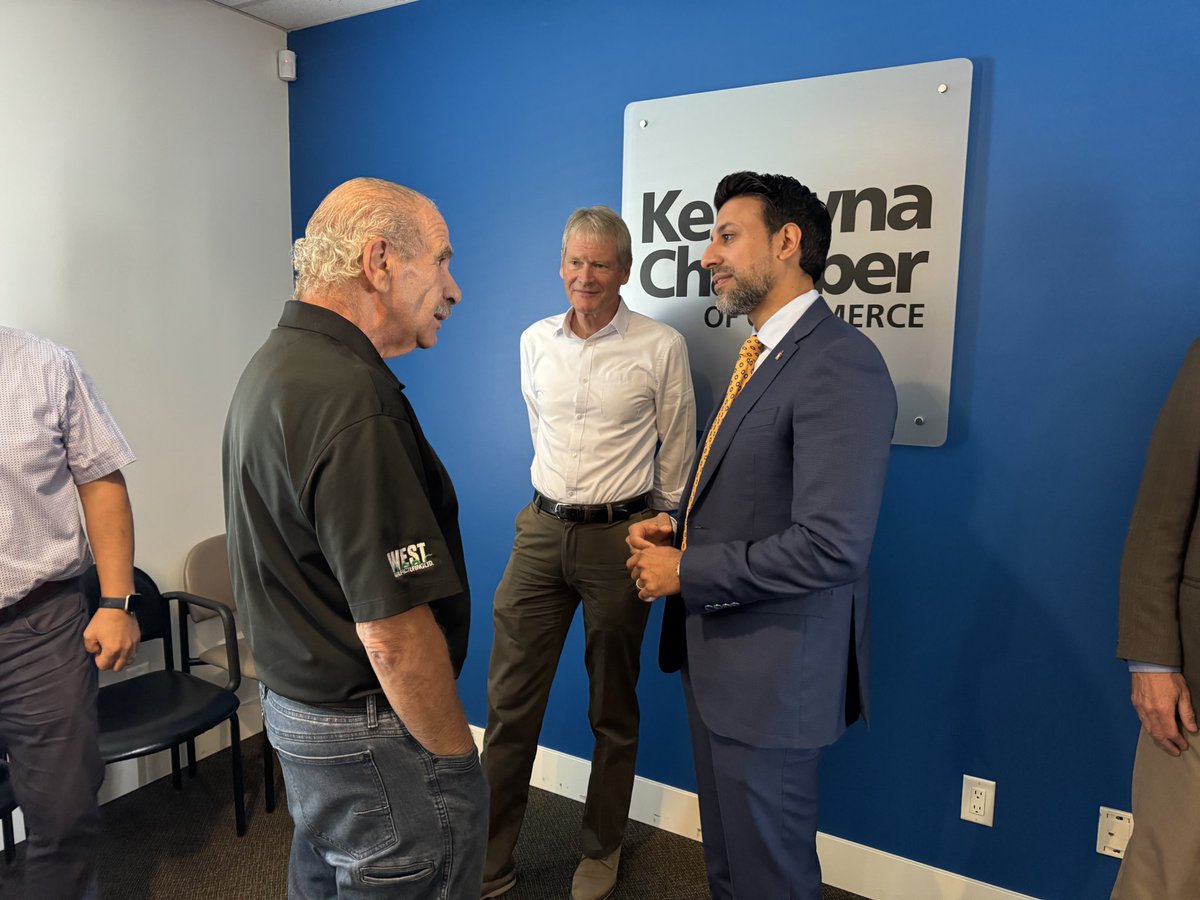 MSidhuLiberal's tweet image. Aujourd'hui, j'ai rencontré la chambre de commerce de Kelowna pour discuter des possibilités de commerce international pour les entreprises locales - et la chambre représente 1 200 entreprises dans la région de l'Okanagan !
Récemment, votre nouveau gouvernement a annoncé un…