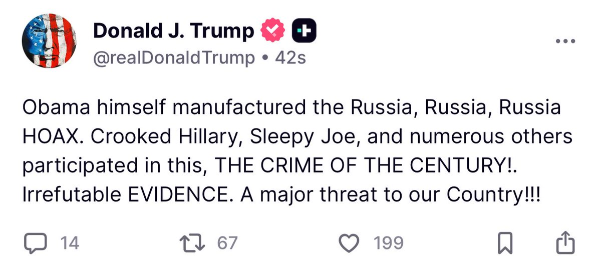 MAGAVoice's tweet image. BREAKING 🚨 President Trump just now called out Obama, Hillary and Joe Biden for manufacturing the Russia Russia Russia HOAX against him
“A major thre*at to our Country”
LOCK THEM ALL UP 🔥