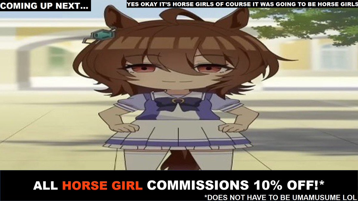 slumbrrr's tweet image. No, I'm not horsing around! Commissions open in 4 days (on the 25th) and the special theme is... horse girls! Obviously! They don't even have to be Umamusume! Horse ears? Horse tail? Horse cock?! Horse PUSSY?! They're welcome in my barn anytime! Details to follow! Seeya soon! 🐴