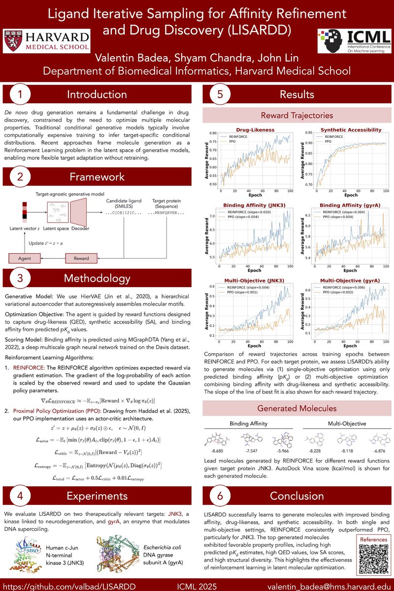 marinkazitnik's tweet image. Great to see students from @HarvardDBMI’s AIM 2 course presenting their class research at @icmlconf ICML’25 in Vancouver last week 👏👏
Valentin, Shyam, and John developed this project for BMI 702 (AI in Medicine II, zitniklab.hms.harvard.edu/AIM2) and were mentored by the stellar TF…