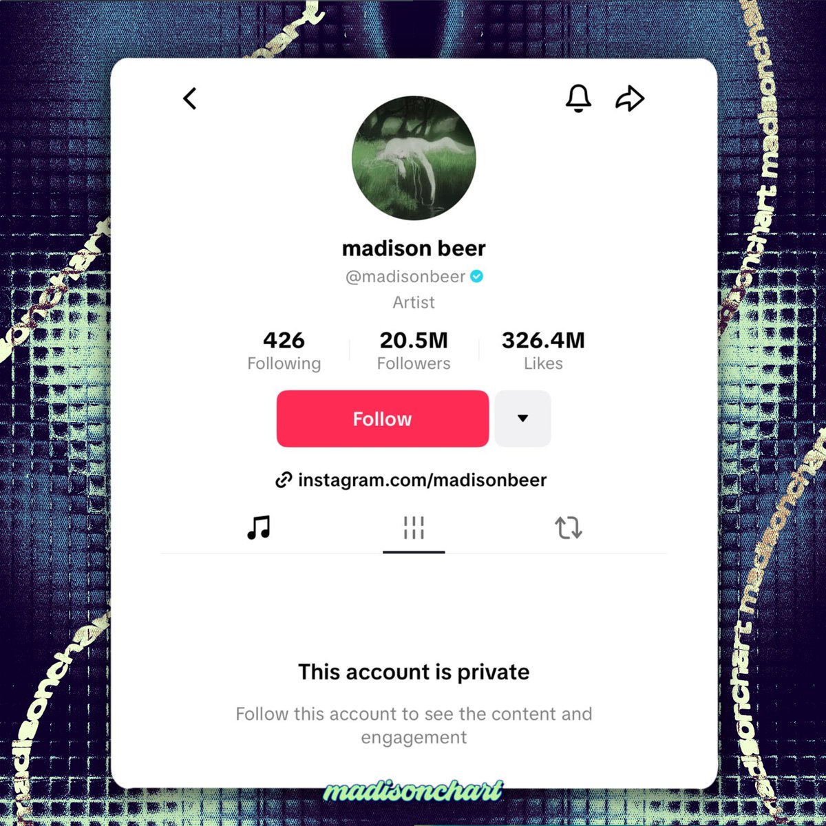 madisonchart's tweet image. Madison Beer has now made her TikTok account private.