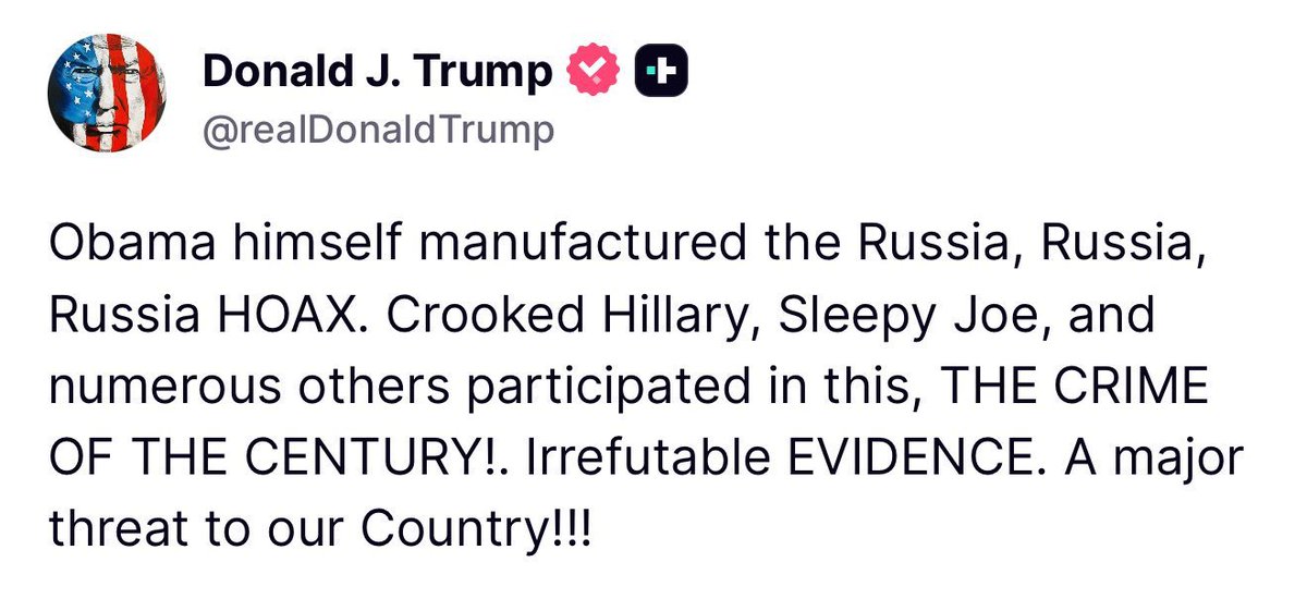 spectatorindex's tweet image. BREAKING: Trump says that Obama 'himself' manufactured 'Russia hoax'