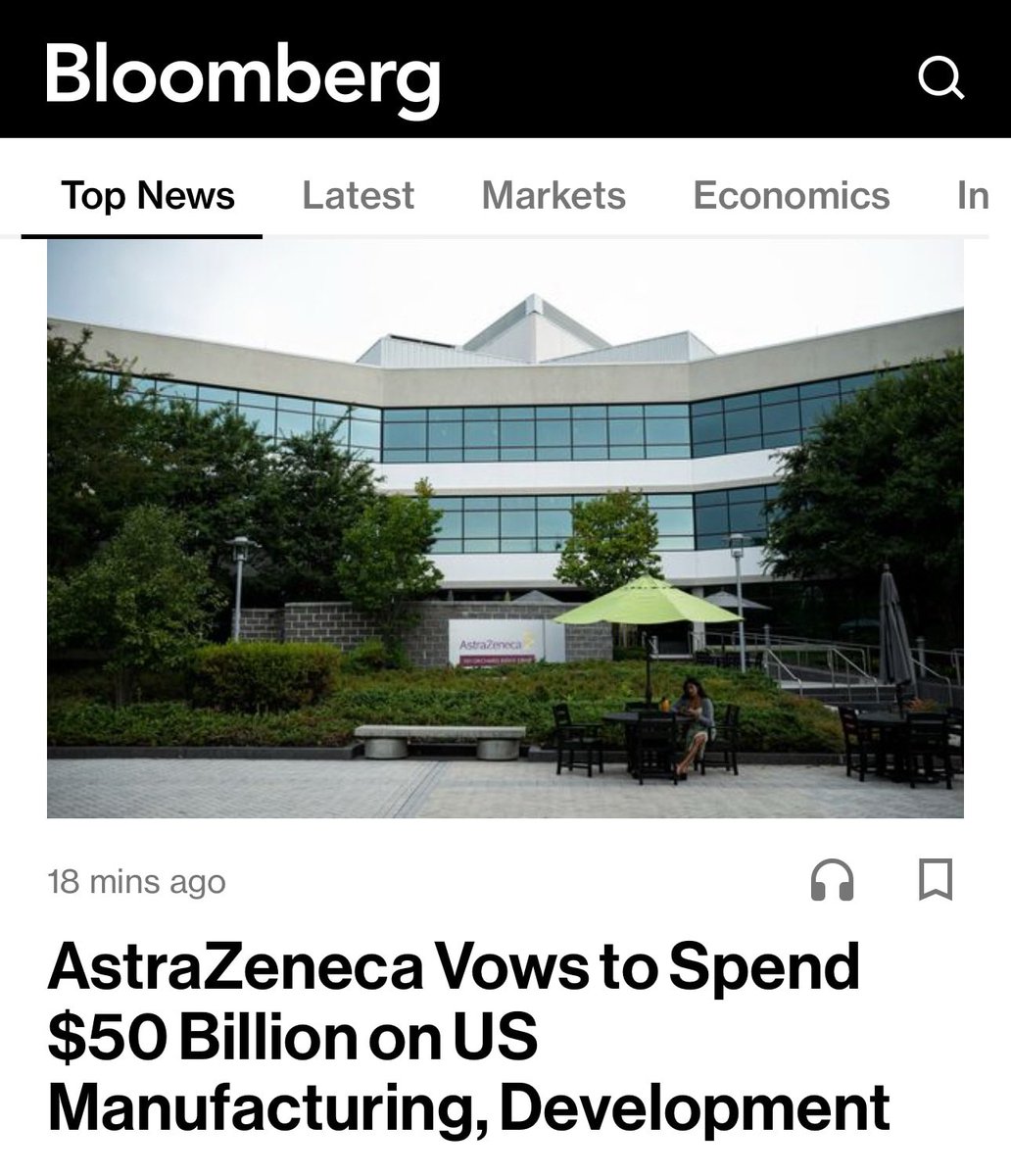 gc22gc's tweet image. “The investment will go toward manufacturing as well as research and development, Astra said in a statement. It includes $4 billion for a new facility in Virginia that will make drugs for chronic diseases, Kevin Hassett, director of the US National Economic Council, said Monday…