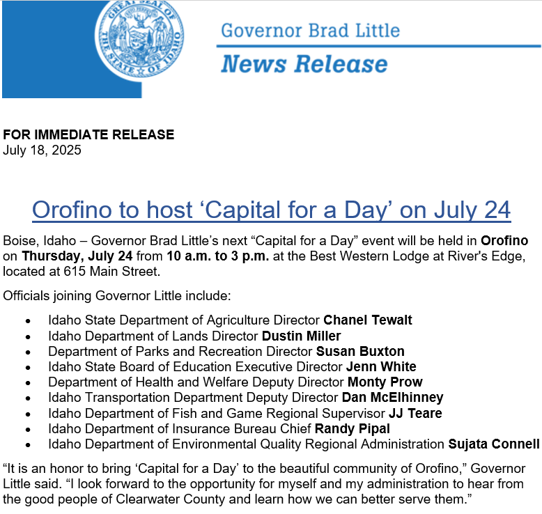 HeatherScottID's tweet image. Attention Clearwater County Idaho: A good time to get your questions answered...