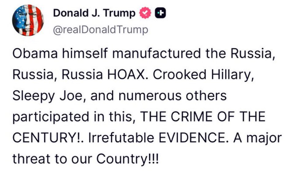CashLorenShow's tweet image. Barack Hussein Obama manufactured the Russia Russia Russia Hoax according to Presodent Donald Trump.