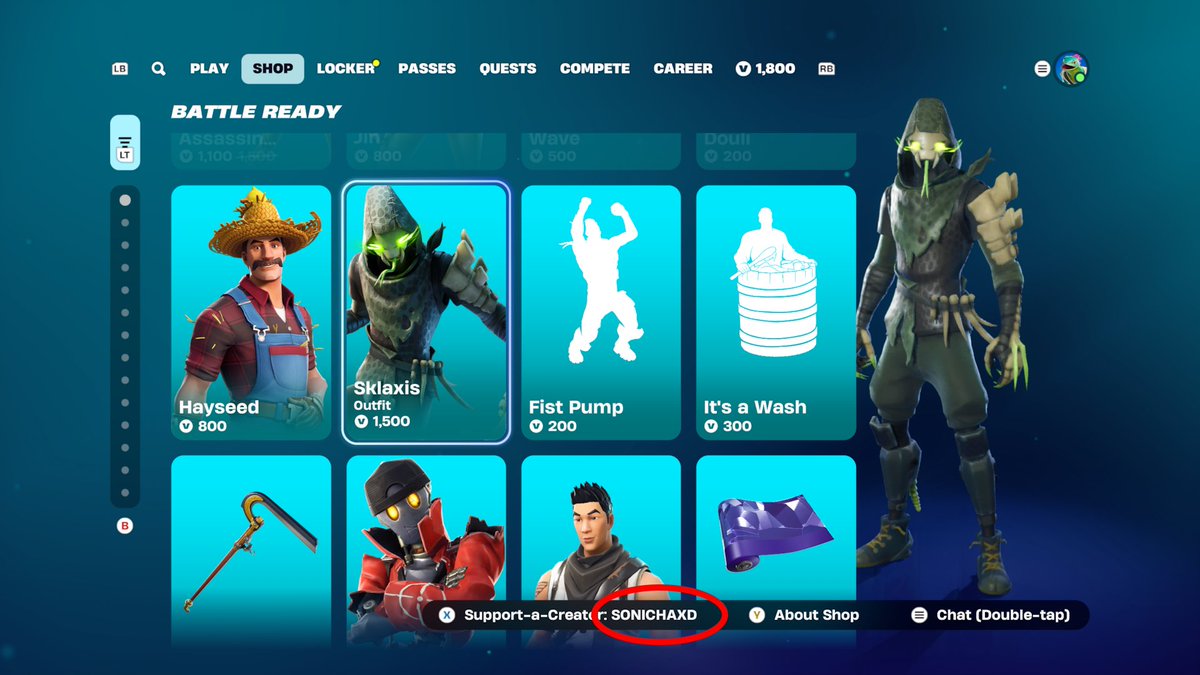 JetgoshiEX's tweet image. Sklaxis isss back Fortnite item shop after 308 daysss and will leave tomorrow. All is left isss hisss's pickaxe.@SonicHaXD