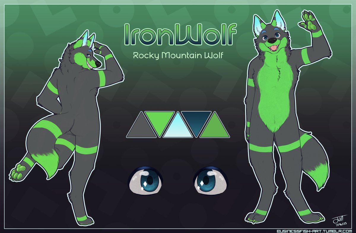 finished ref sheet for <a href="/TheMetalMutt/">IronWolf</a> ! #furryartist #businessfishart
