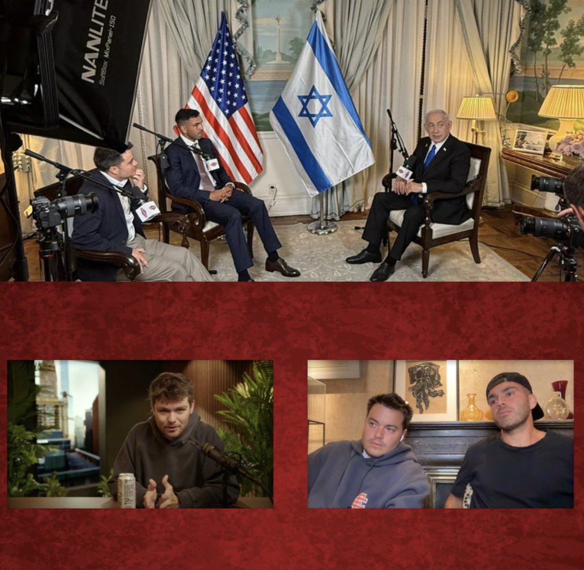 ImperiumFirst's tweet image. Having jеws top op Nick Fuentes on directly after dropping your interview Netanyahu is crazy work.
Major props to the Nelk Boys.