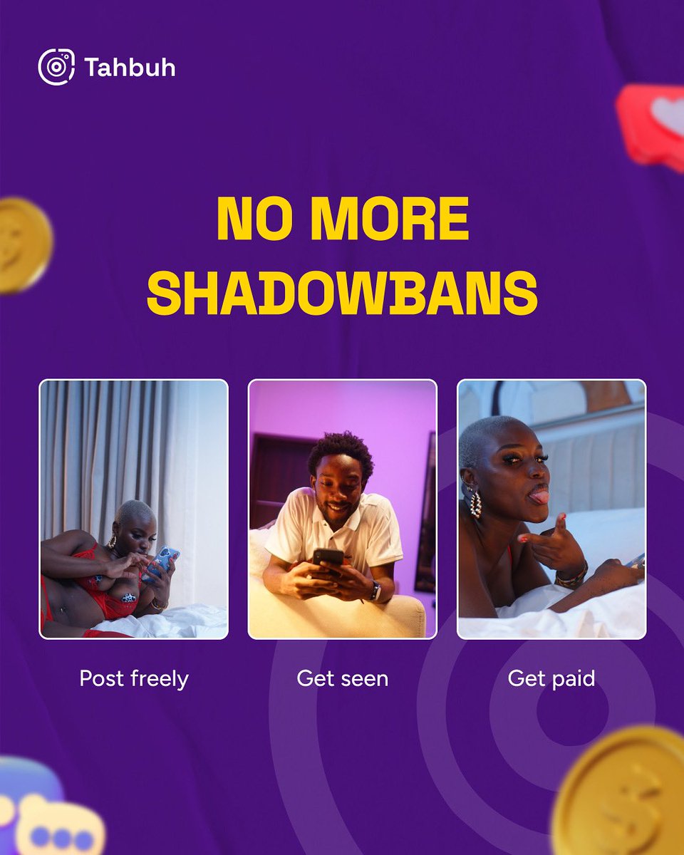tahbuhhq's tweet image. On tahbuh, your content is seen, your fans engage, and you get the bag. It’s that simple.
🔥 This is freedom for creators in Africa and beyond. Join the wave now. Link in the bio.
#tahbuh #adult #fans #creators #content #launch #comingsoon