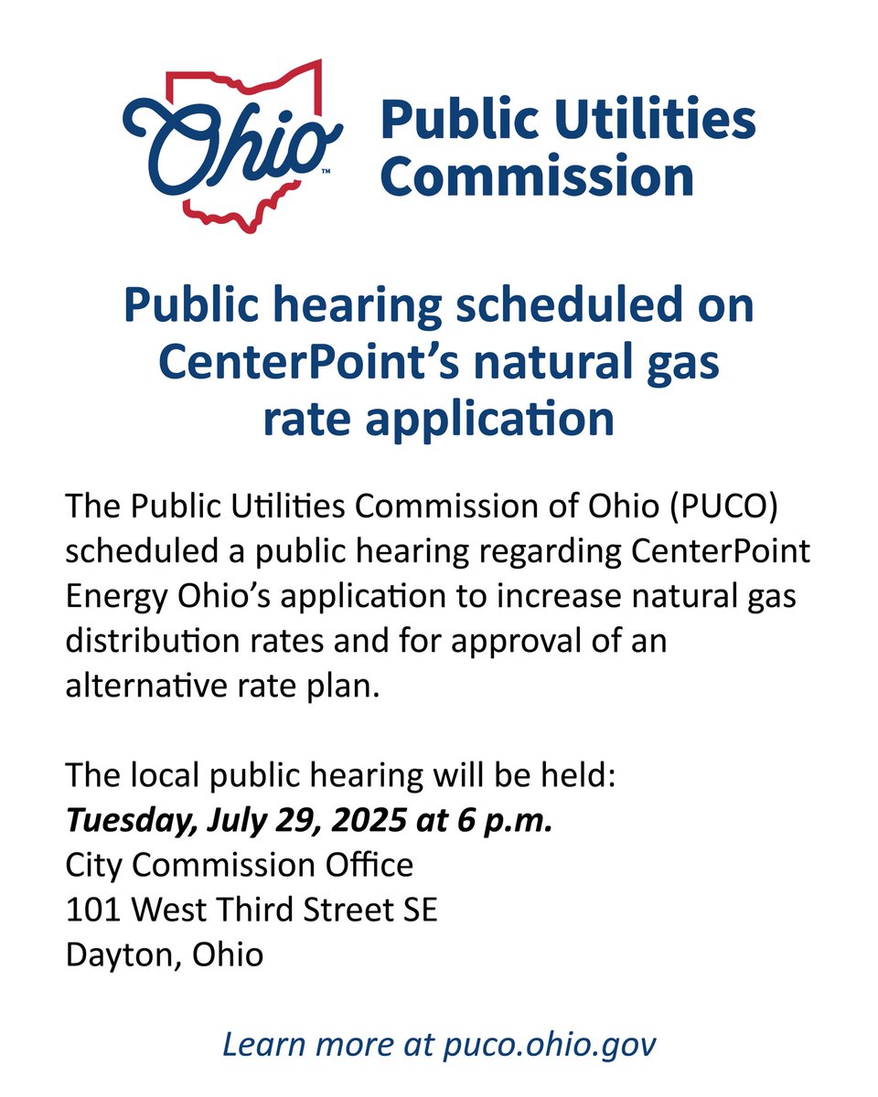 willisb_jr's tweet image. The Public Utilities Commission of Ohio (PUCO) is holding a public hearing at Dayton City Hall. This is your chance to listen, learn, and speak up—make your voice heard!