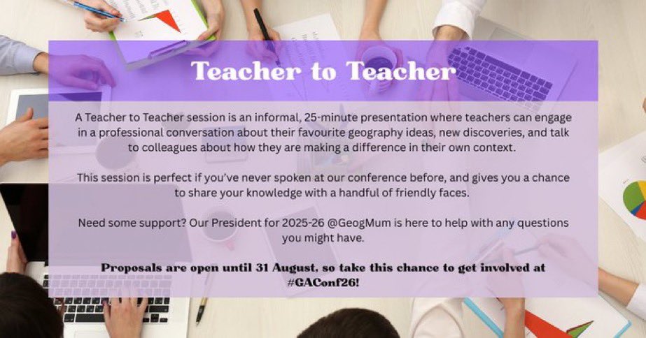 GAConf26 is happening next April &amp; it would be wonderful to hear new voices.

Teacher to Teacher sessions are great for new presenters. I can answer any questions that you might have!

Learn more about the next conference here: the-ga.org/CallForPapers