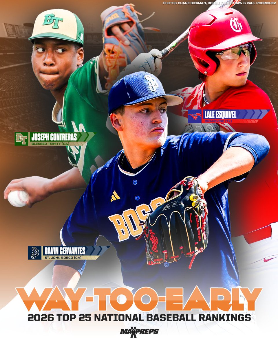 MaxPreps's tweet image. Way-too-early MaxPreps Top 25 high school baseball rankings for 2026. 🔥⚾️
Full rankings ⬇️
maxpreps.com/news/rVqpKu4Ik…