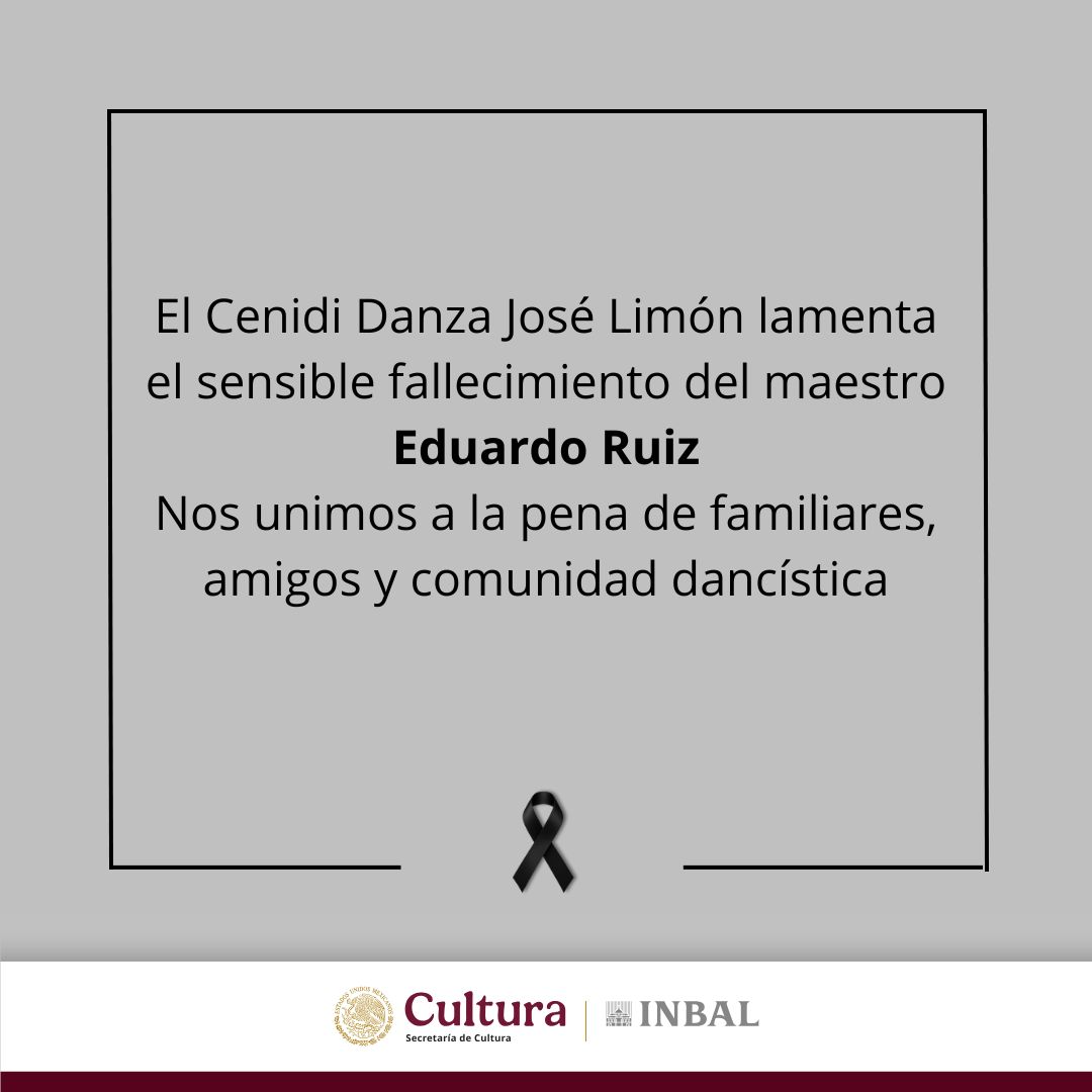 El Cenidi Danza José Limón lamenta el sensible fallecimiento del profesor Eduardo Ruiz, el hombre que hizo de los normalistas, profesores que saben bailar.
El maestro Ruiz fue formado como Conchero por distinguidos capitanes de esa expresión cultural, con una amplia trayectoria.