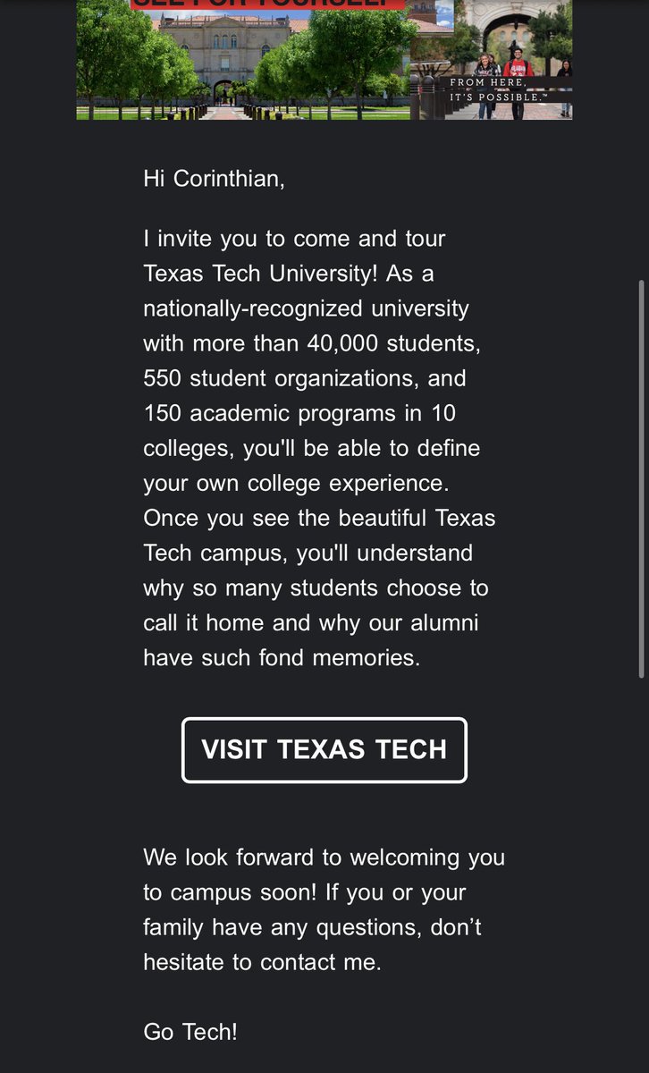 Thank you <a href="/TexasTech/">Texas Tech University</a> for the campus visit invitation. Excited to keep working and exploring future opportunities. #AGTG #TexasTech #ClassOf2029 #StudentAthlete