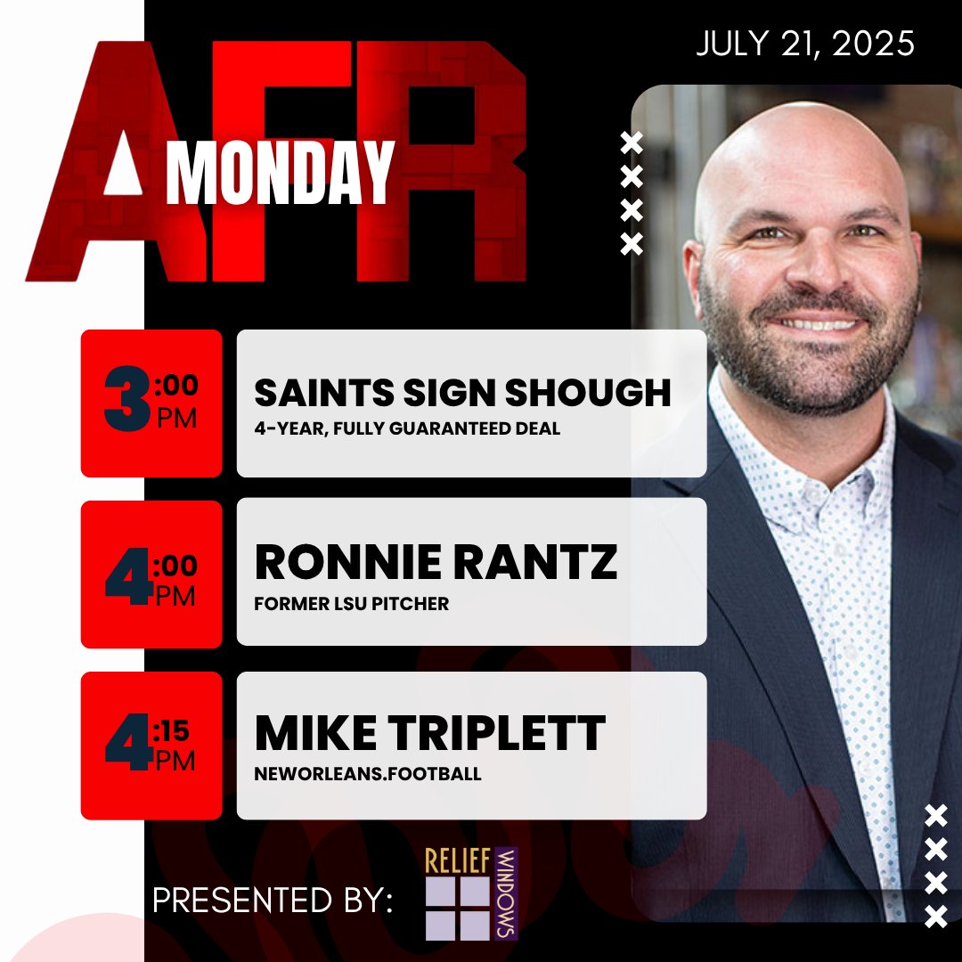 104.5 ESPN (@1045espn) on Twitter photo 🚨Monday's AFR Presented by <a href="/Relief_Windows/">Relief Windows</a>🚨
⏰3-6p CDT
4:00-<a href="/Sports_Shorts/">Ronnie Rantz</a>
4:15-<a href="/MikeTriplett/">Mike Triplett</a>
WATCH: youtube.com/watch?v=sopVrh…
LISTEN: 1045espn.com 🚨Monday's AFR Presented by <a href="/Relief_Windows/">Relief Windows</a>🚨
⏰3-6p CDT
4:00-<a href="/Sports_Shorts/">Ronnie Rantz</a>
4:15-<a href="/MikeTriplett/">Mike Triplett</a>
WATCH: youtube.com/watch?v=sopVrh…
LISTEN: 1045espn.com