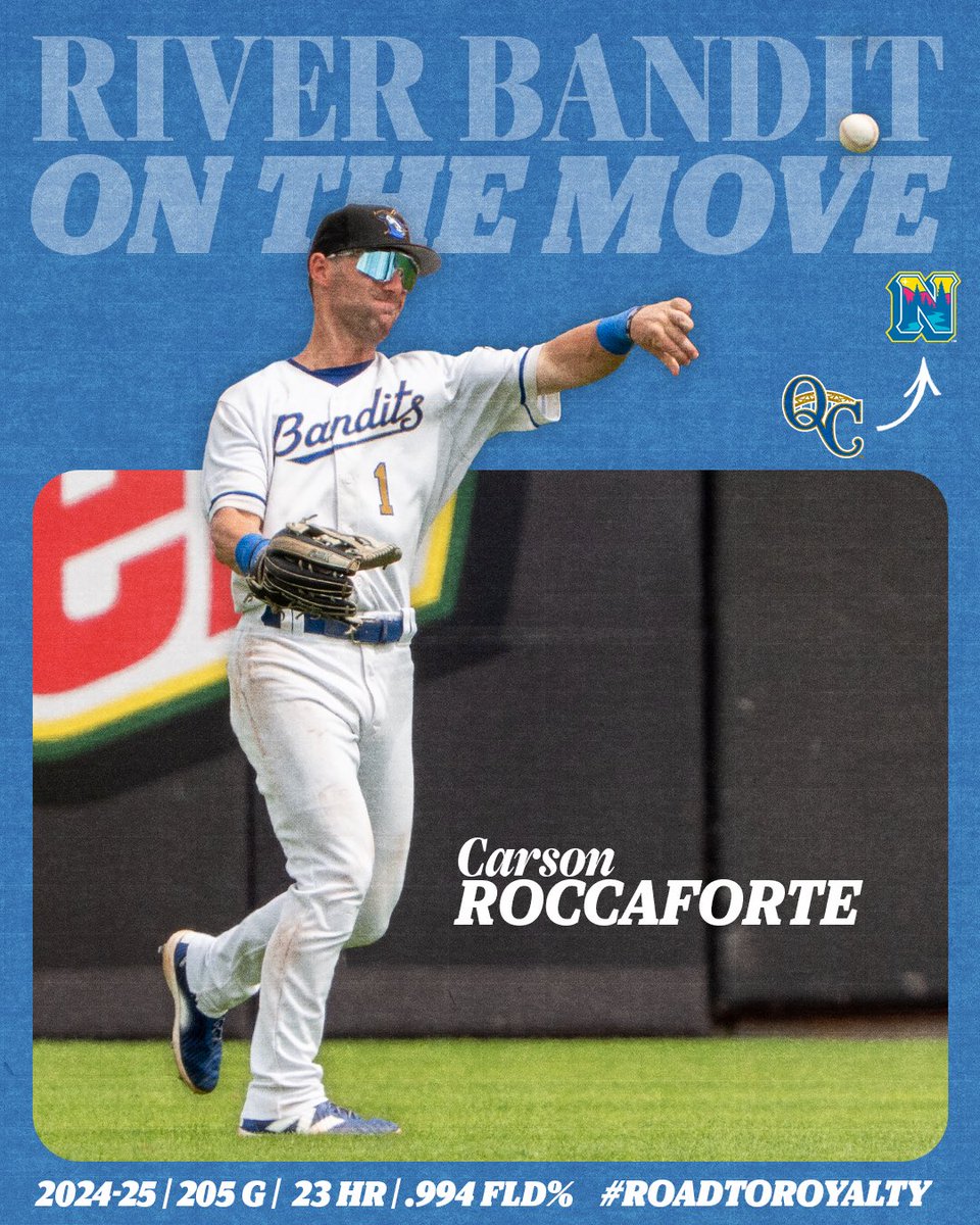 QCRiverBandits's tweet image. Roc is rolling up to Double-A! ⬆️
The @Royals’ No. 21 prospect becomes the 12th River Bandit to earn a promotion this season! Congratulations, Carson!
#RoadToRoyalty🦝