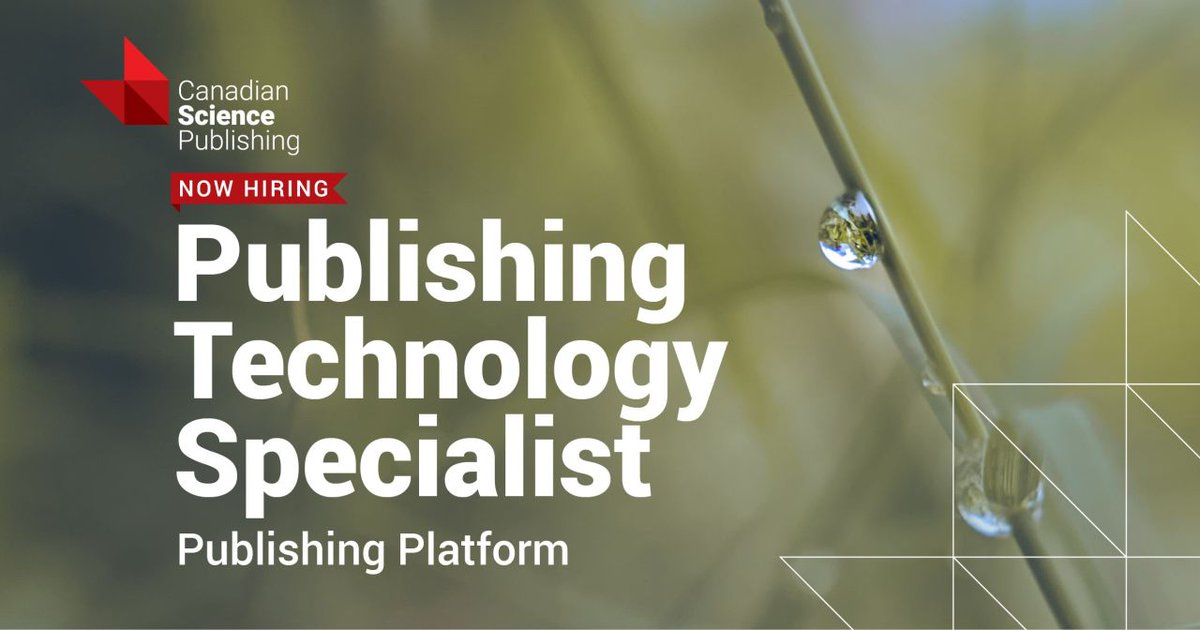 cjfas's tweet image. We're #hiring for a detail-oriented Publishing Technology Specialist to support our publishing platform and drive process improvements. Experience with CMS admin, article XML, and cross-team collaboration is key.
Learn more ▶️ ow.ly/K9aP50Wnj1a