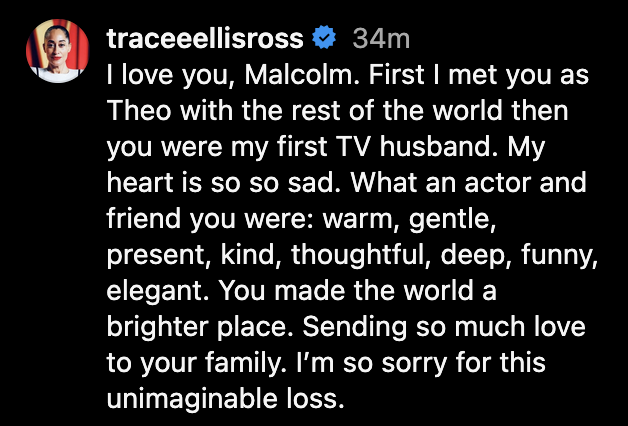 Phil_Lewis_'s tweet image. Tracee Ellis Ross pays tribute to her late "Reed Between the Lines" co-star Malcolm-Jamal Warner