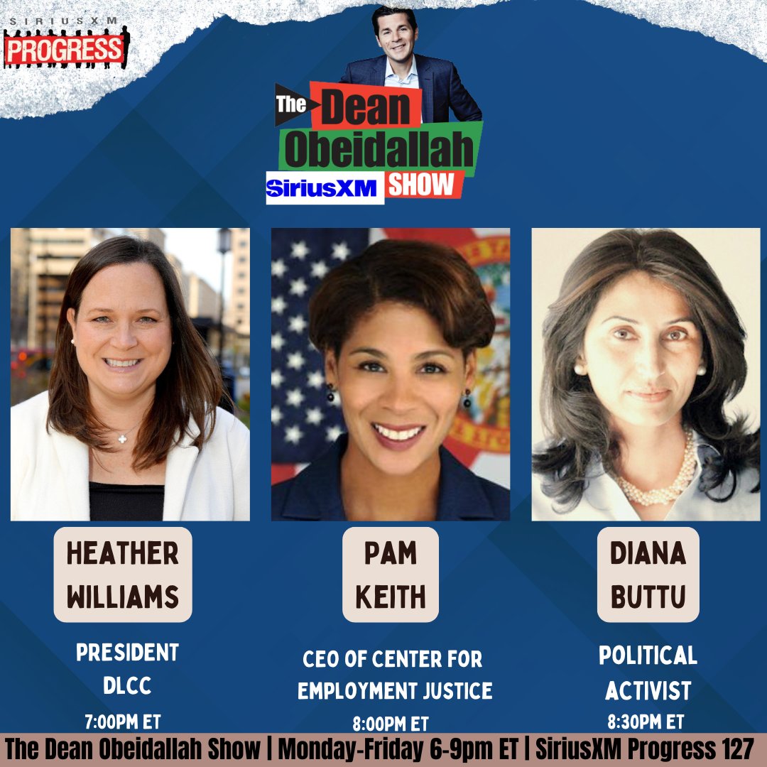SiriusXMProg's tweet image. The Dean Obeidallah Show is live!
@DeanObeidallah is here to breakdown the news from the day!
Joining him today is @Heather4Dems of @DLCC, @PamKeithFL, and @dianabuttu!
☎️: 866-997-4748
🔊: SiriusXM.us/Dean