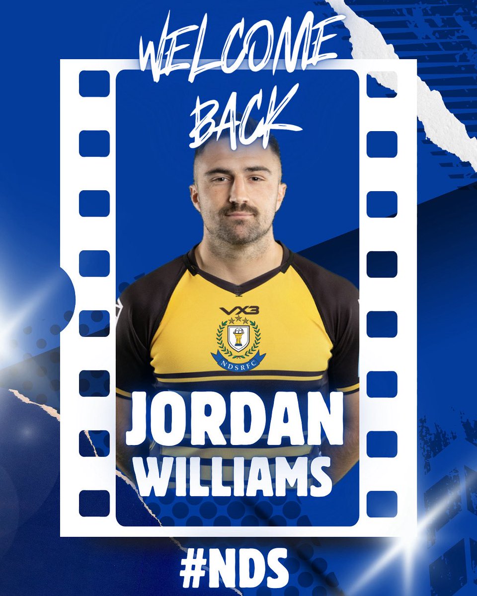 NDSRugby's tweet image. WELCOME BACK, JORDAN WILLIAMS! 🔥

After 15 years away, he’s back home in NDS colours!

NDS are thrilled that after a professional career that includes the Scarlets, Bristol and the Dragons, as well as representing Wales 7s that Jordan returns to his home club! 💙