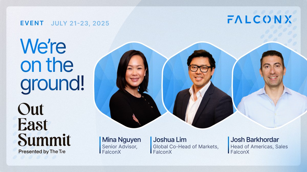 FalconXGlobal's tweet image. Last week marked a pivotal moment in Washington, D.C., and our team is keeping the momentum going at @TheTieIO's Out East Summit.
Senior Advisor Mina Nguyen, Head of Americas, Sales @JoshBarkhordar, and Global Co-Head of Markets, @joshua_j_lim will be on the ground to discuss…