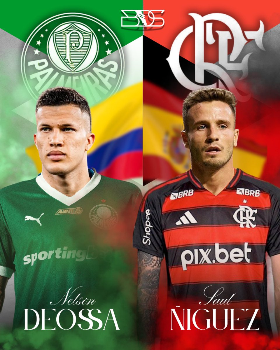 data_big5998's tweet photo. 🇨🇴DOS GRANDES SE REFUERZAN 🇪🇸

Palmeiras y Flamengo buscan sumar grandes nombres tras el Mundial de Clubes.

🟢 El Verdao prepara una oferta de 16 millones de dólares por Nelson Deossa.

🔴 El Mengão llegó a un acuerdo verbal con Saul por un contrato de tres años. https://t.co/v8l7ojV9Ks